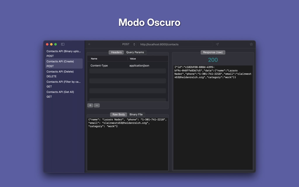 Requesto v1.1.0 en modo oscuro