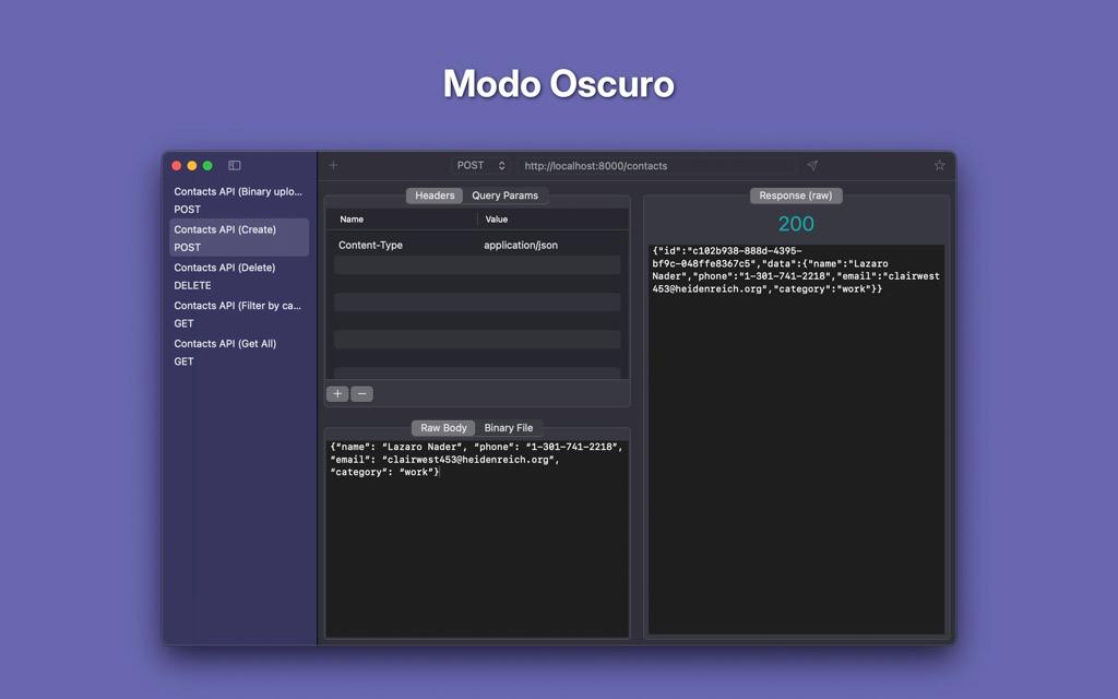 Requesto v1.1.0 en modo oscuro