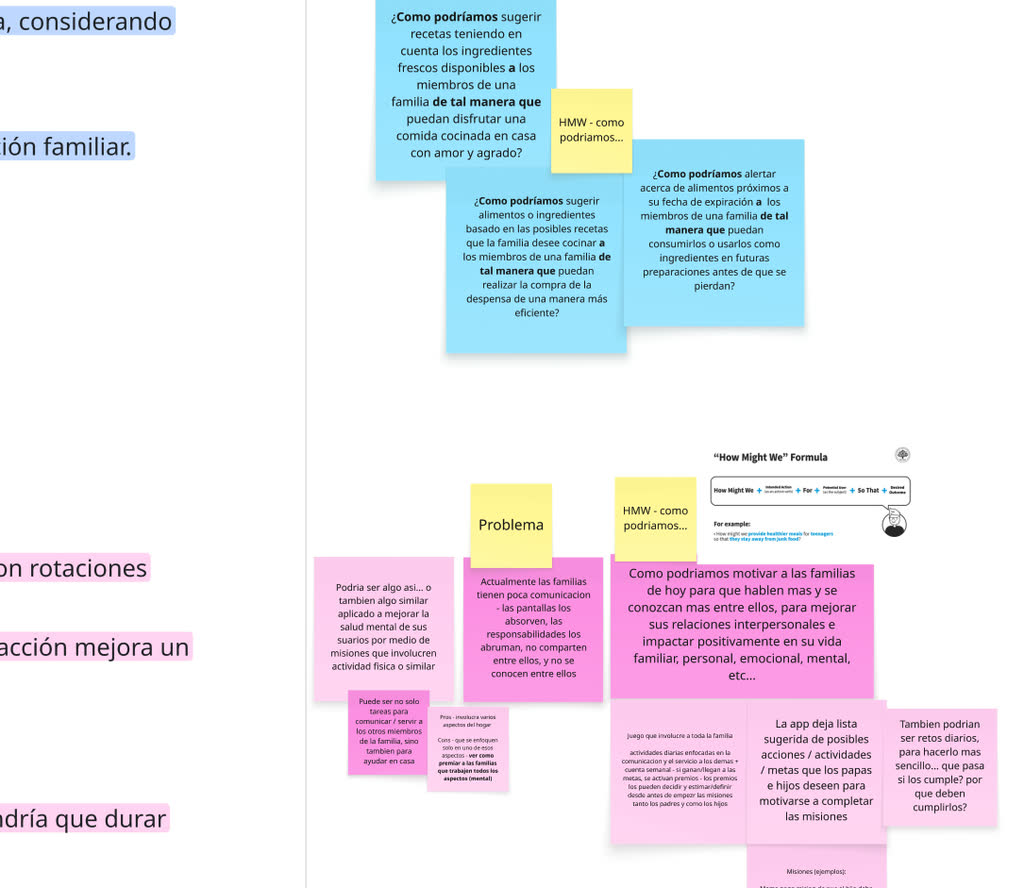 Tablero con notas adhesivas para explorar ideas de productos